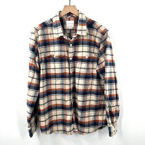 American Eagle Outfitters AEO super soft flannel button front orange blue XL Men